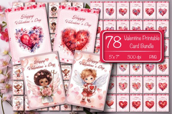 Download Printable Valentine Card Bundle - Print Collection