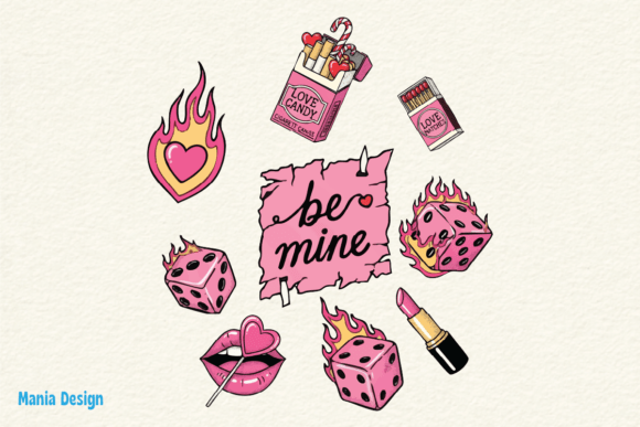 Download Retro Pink Valentine PNG Set - Pink valentine png Collection