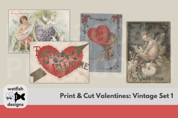 Download 4 Printable Vintage Valentine Postcards - Print Collection