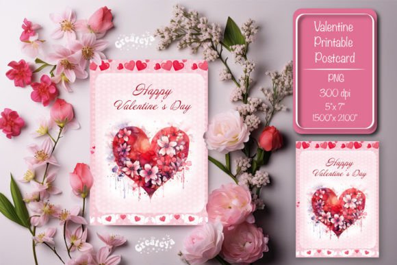 Download Printable Valentine Card Watercolor - Print Collection